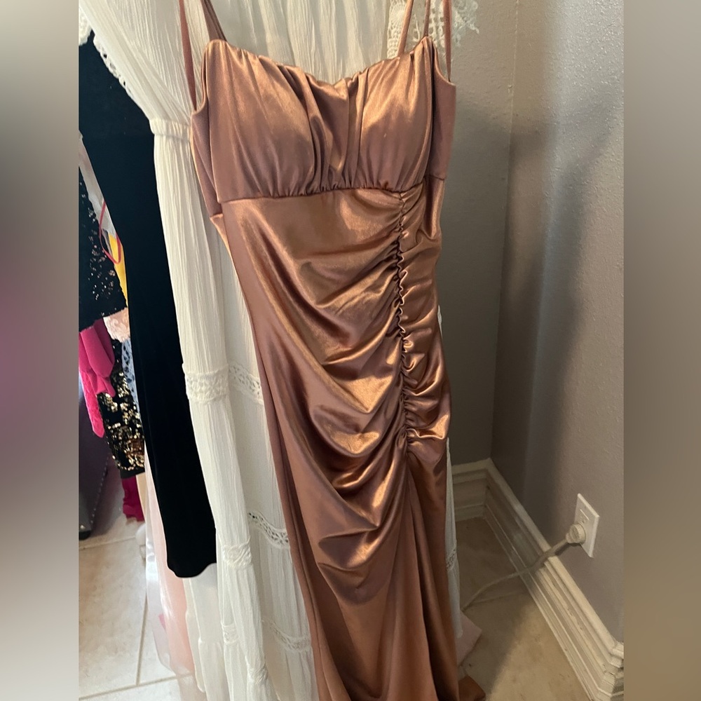 Elegant Satin Ruched Dress